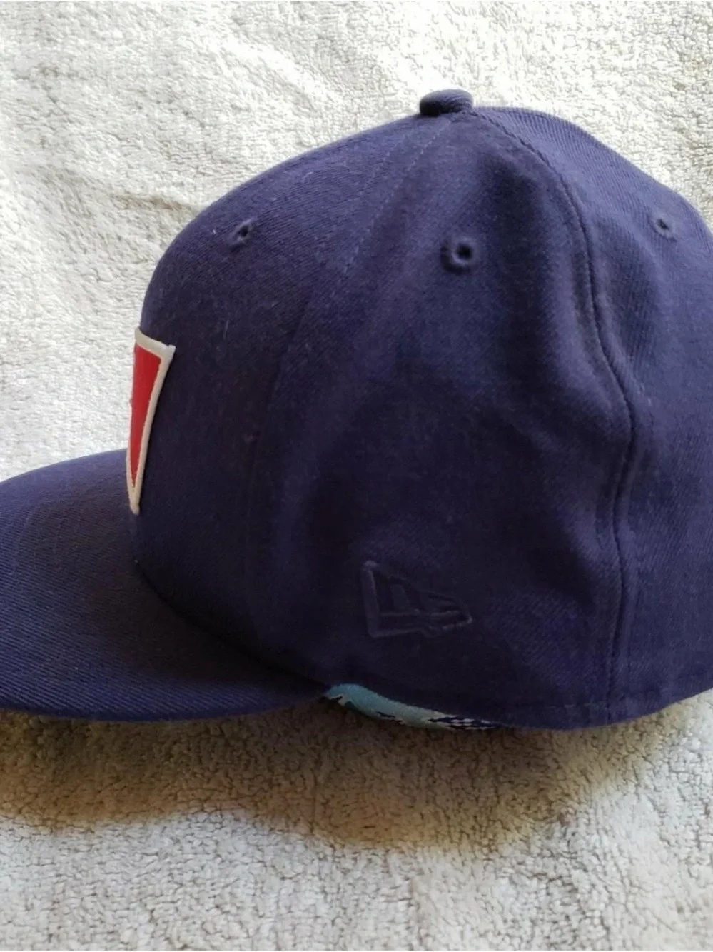 HUF Navy Baseball Cap with Red Logo Patch